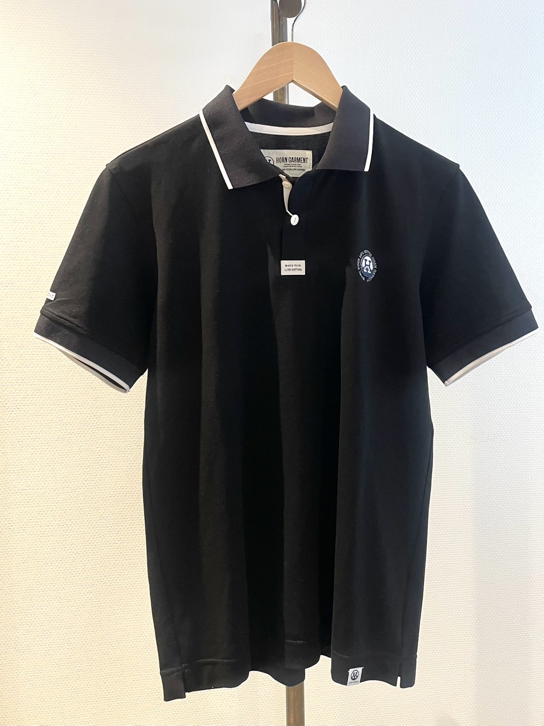 HORNGARMENT】HCM-1C-AP01/S/S POLO/BK/46M