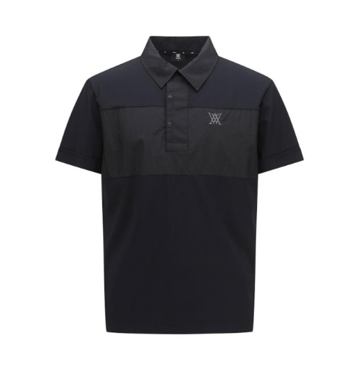 ANEW GOLF】AGEMMTS14MEN  WOOVEN  PACTCH  POINT SHORT T-SHIRT/L/BK