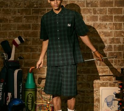 BOGEY LOUNGE】6A199-68BGサッカーシャツ/M/BK×GREEN