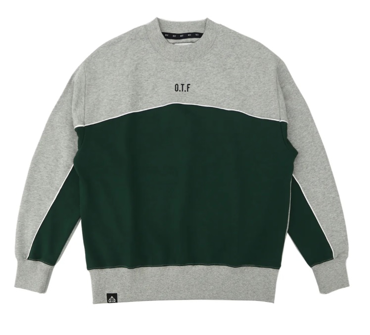 O.T.F】1251-12018/BICOLORED SWEAT PULLOVER/GY/L