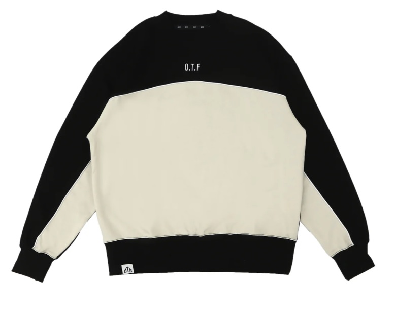 O.T.F】1251-12018/BICOLORED SWEAT PULLOVER/BK/M