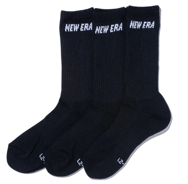 NEWERA】14518183/SOCKS CREW 3PAIRS BK/2527