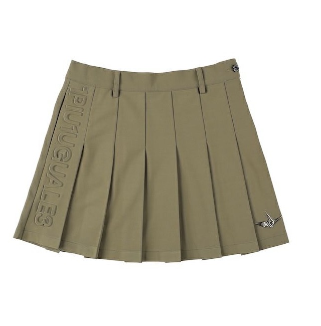 1PIU1UGUALE3】GSP106-POE536/EMBOSS SKIRT/M/KHA