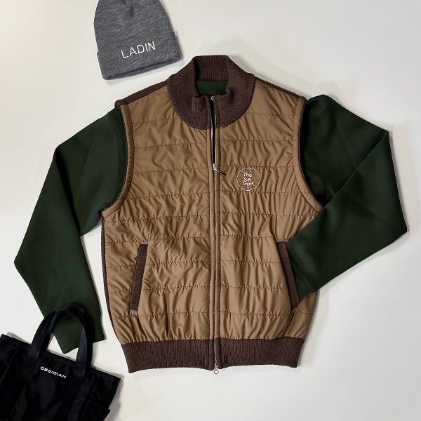 THESUNGOLF】25504380ニットフルZIPベスト/BROWN/L